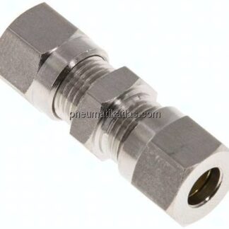 Gerade Schneidringverschraubung 6 LL (M10x1), Messing vernickelt