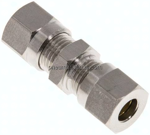 Gerade Schneidringverschraubung 6 LL (M10x1), Messing vernickelt