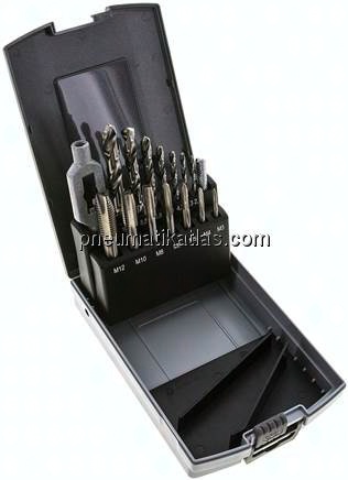 Handgewindbohrer Set, 15 tlg. M3-M12, Kernbohrer & Windeisen
