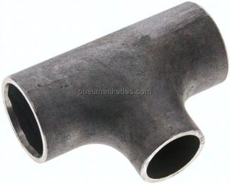 T-Stück 42,4x2,6mm - 33,7x2,6mm, P235GH-TC1 Stahl schwarz, nahtlos