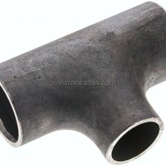T-Stück 42,4x2,6mm - 33,7x2,6mm, P235GH-TC1 Stahl schwarz, nahtlos