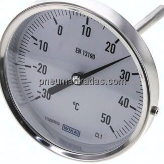 Bimetallthermometer, waagerecht D100/-30 bis +50°C/100mm