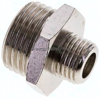 Doppelnippel G 1/2"-G 1/4", Messing vernickelt