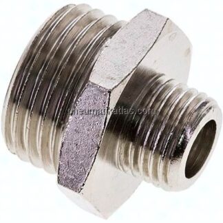 Doppelnippel G 1/2"-G 1/4", Messing vernickelt