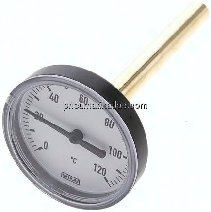 Bimetallthermometer, waagerecht D63/0 bis +120°C/100mm