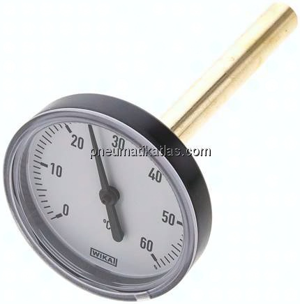 Bimetallthermometer, waagerecht D63/0 bis +60°C/100mm