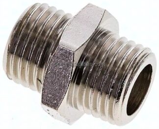 Doppelnippel G 1/4"-G 1/4", Messing vernickelt