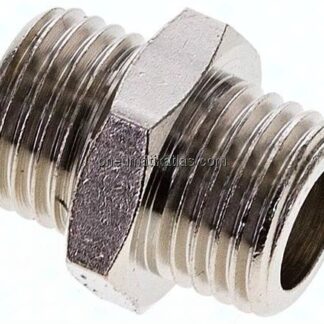 Doppelnippel G 1/4"-G 1/4", Messing vernickelt