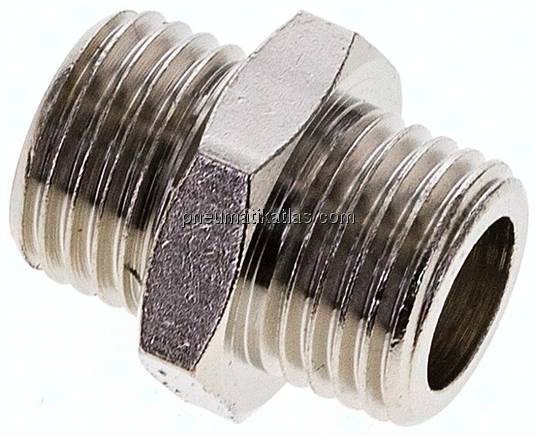 Doppelnippel G 1/4"-G 1/4", Messing vernickelt
