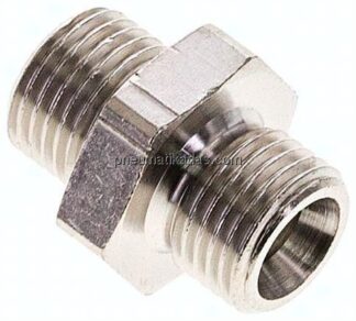 Doppelnippel G 1/8"-G 1/8", Messing vernickelt