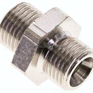 Doppelnippel G 1/8"-G 1/8", Messing vernickelt
