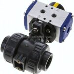 Pneum. PVC-Kugelhahn, Rp 3/4", doppeltwirkend, Innengewinde, EPDM-Dichtung