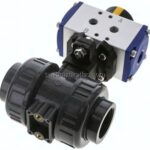 Pneum. PVC-Kugelhahn, Rp 1", doppeltwirkend, Innengewinde, EPDM-Dichtung