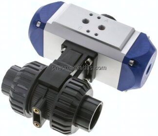 Pneum. PVC-Kugelhahn, Rp 1", Feder-öffnend, Innengewinde, EPDM-Dichtung