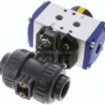 Pneum. PVC-Kugelhahn, 20mm, doppeltwirkend, Klebemuffe, EPDM-Dichtung