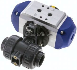 Pneum. PVC-Kugelhahn, 20mm, Feder-schließend, Klebemuffe, EPDM-Dichtung