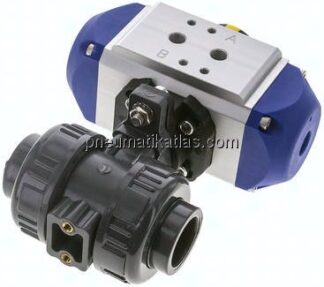 Pneum. PVC-Kugelhahn, 25mm, Feder-schließend, Klebemuffe, EPDM-Dichtung