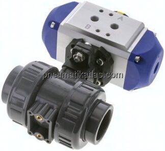 Pneum. PVC-Kugelhahn, 32mm, Feder-schließend, Klebemuffe, EPDM-Dichtung