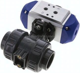 Pneum. PVC-Kugelhahn, 32mm, Feder-öffnend, Klebemuffe, EPDM-Dichtung