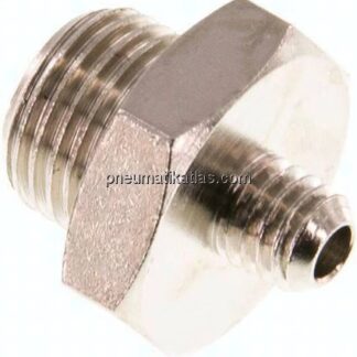Doppelnippel G 1/8"-M 5, Messing vernickelt
