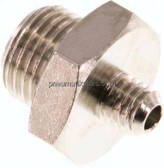 Doppelnippel G 1/8"-M 5, Messing vernickelt