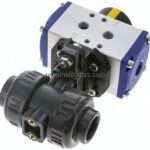 Pneum. PVC-Kugelhahn, 20mm, doppeltwirkend, Klebemuffe, FKM-Dichtung
