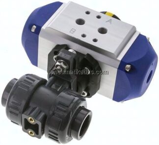 Pneum. PVC-Kugelhahn, 20mm, Feder-schließend, Klebemuffe, FKM-Dichtung