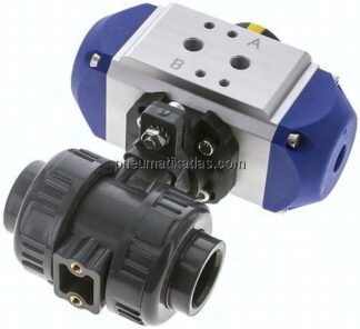 Pneum. PVC-Kugelhahn, 25mm, Feder-schließend, Klebemuffe, FKM-Dichtung