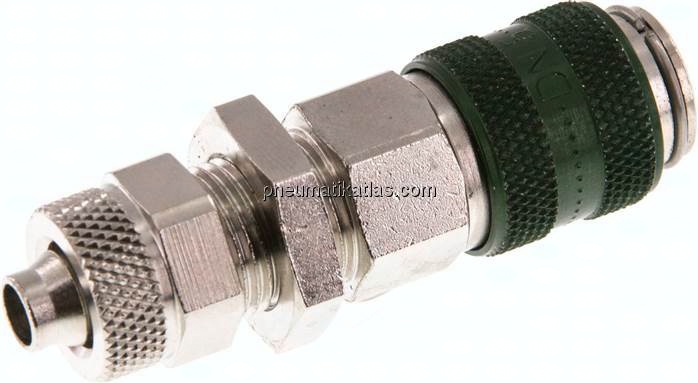 Schott-Kupplungsdose (NW5) 8x6mm Schlauch, Messing vernickelt