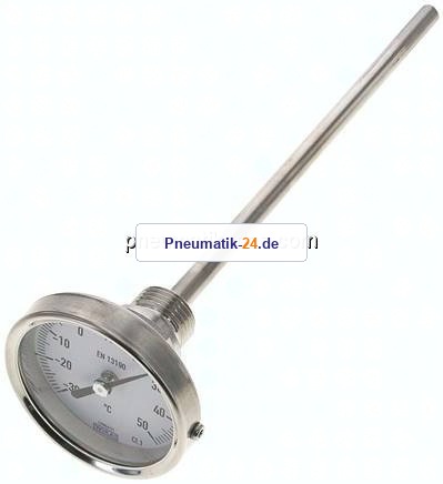 Bimetallthermometer, waagerecht D63/-30 bis +50°C/200mm