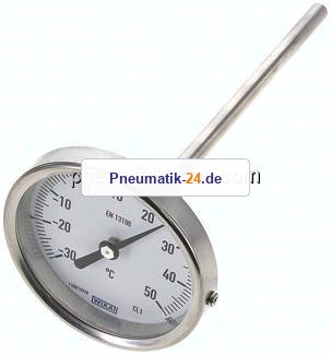 Bimetallthermometer, waagerecht D80/-30 bis +50°C/160mm