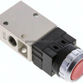 3/2-Wege Ventil G 1/4", Drucktaster rot