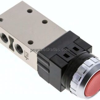 3/2-Wege Ventil G 1/8", Drucktaster rot