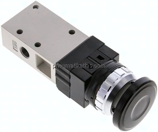 3/2-Wege Ventil G 1/8", Pilztaster schwarz