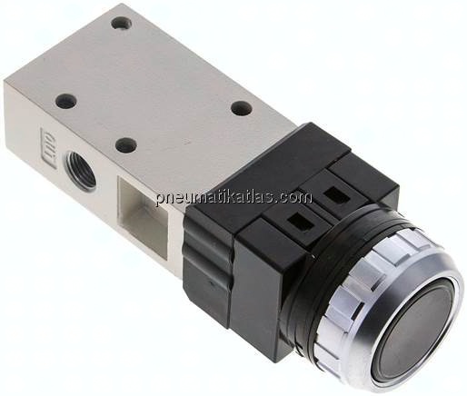 3/2-Wege Ventil G 1/8", Drucktaster schwarz