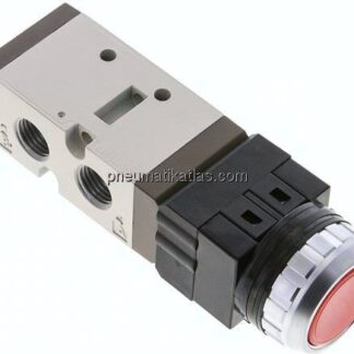 5/2-Wege Ventil G 1/4", Drucktaster rot