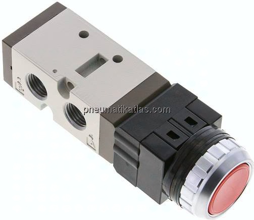 5/2-Wege Ventil G 1/4", Drucktaster rot