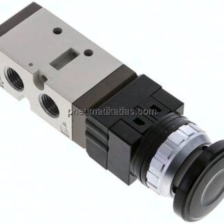 5/2-Wege Ventil G 1/4", Pilztaster schwarz