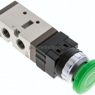 5/2-Wege Ventil G 1/4", Pilztaster grün