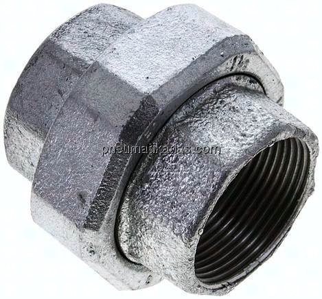 Verschraubung flach dichtend Rp 1-1/2" (IG),Temperguss verzinkt