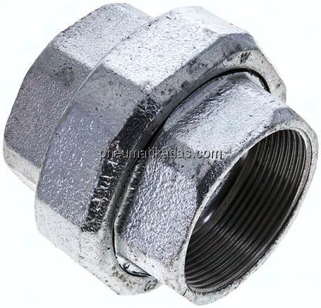 Verschraubung flach dichtend Rp 2" (IG),Temperguss verzinkt