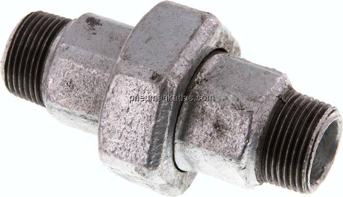 Doppelnippel trennbar R 3/4"-R 3/4", Temperguss verzinkt