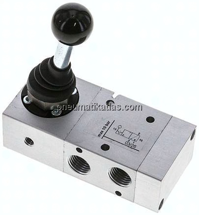 3/2-Wege Handhebelventil, Raste, G 1/4"