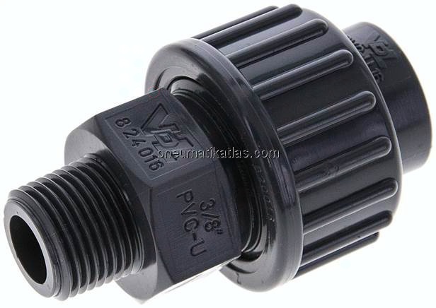 Klebe-/Gewindeverschraubung, PVC-U/ EPDM, 16mmxG 3/8" AG