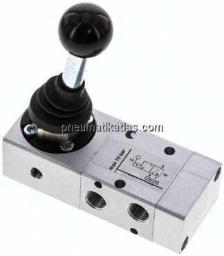 3/2-Wege Handhebelventil, Raste, G 1/8"