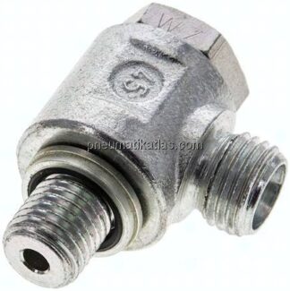 Winkel-Schwenkverschraubung M 12x1,5-8 L (M14x1,5), ohne Mutter & Schneidring, Stahl verzinkt