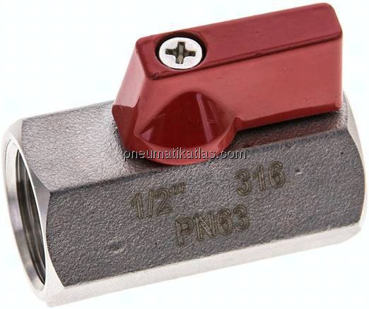 Edelstahl-Minikugelhahn G 1/2" Innengewinde, PN 63