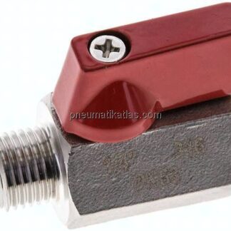 Edelstahl-Minikugelhahn G 1/4" Innengewinde / Außengewinde, PN 63