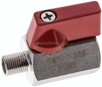 Edelstahl-Minikugelhahn G 1/8" Innengewinde / Außengewinde, PN 63