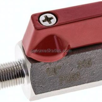 Edelstahl-Minikugelhahn G 1/8" Innengewinde / Außengewinde, PN 63